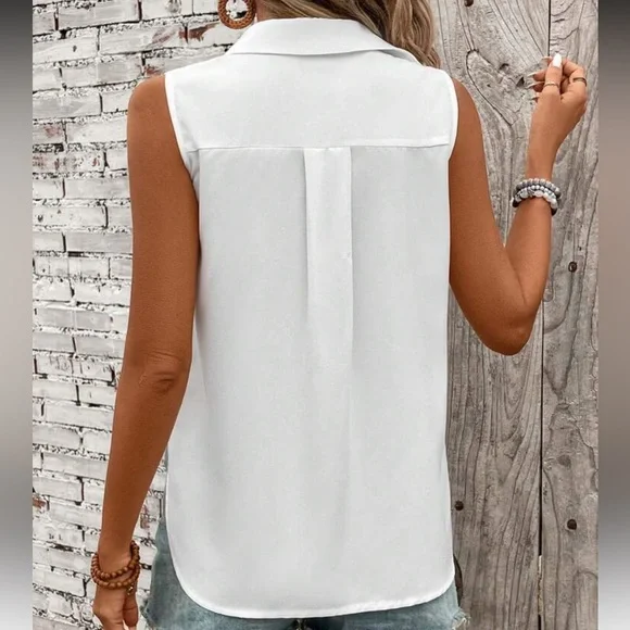 New Sleeveless White Blouse - Picture 4 of 5